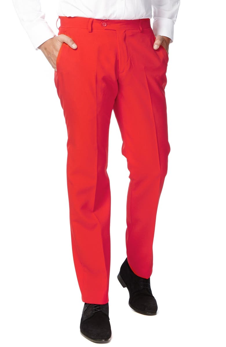 OppoSuits OppoSuit 'Red Devil' Trim Fit Two-Piece Suit with Tie, Alternate, color, Medium Red