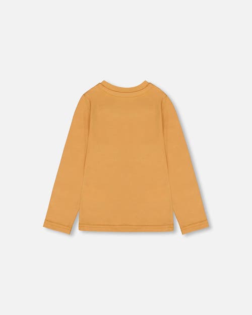 Deux Par Deux Organic Cotton T-shirt With Cat In Yellow