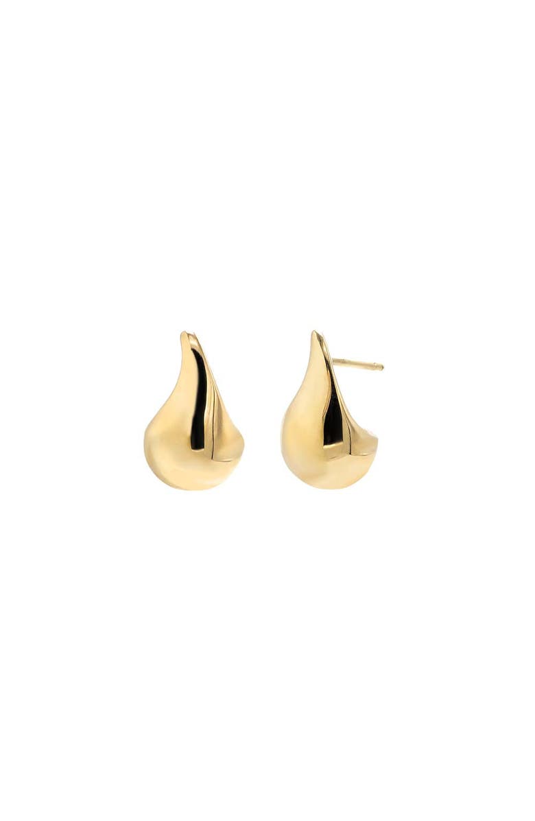 BY ADINA EDEN Solid Curved Teardrop Hoop Earring 14K, Main, color,