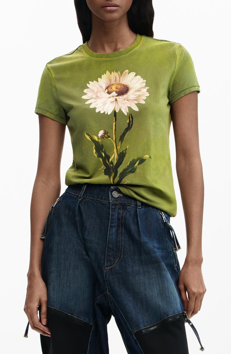 Desigual Floral Cotton Graphic T-Shirt, Main, color,