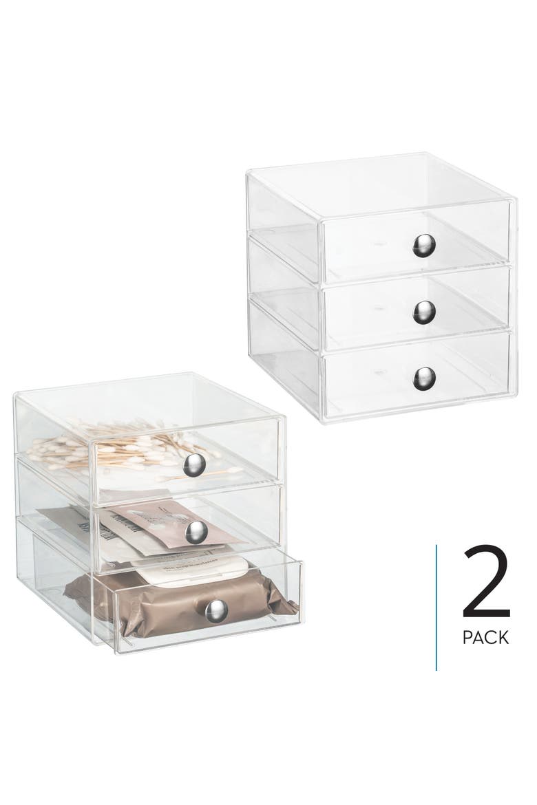 Stackable 3-Drawer Vanity Makeup Organizer - Set of 2 Clear, Alternate, color, Clear