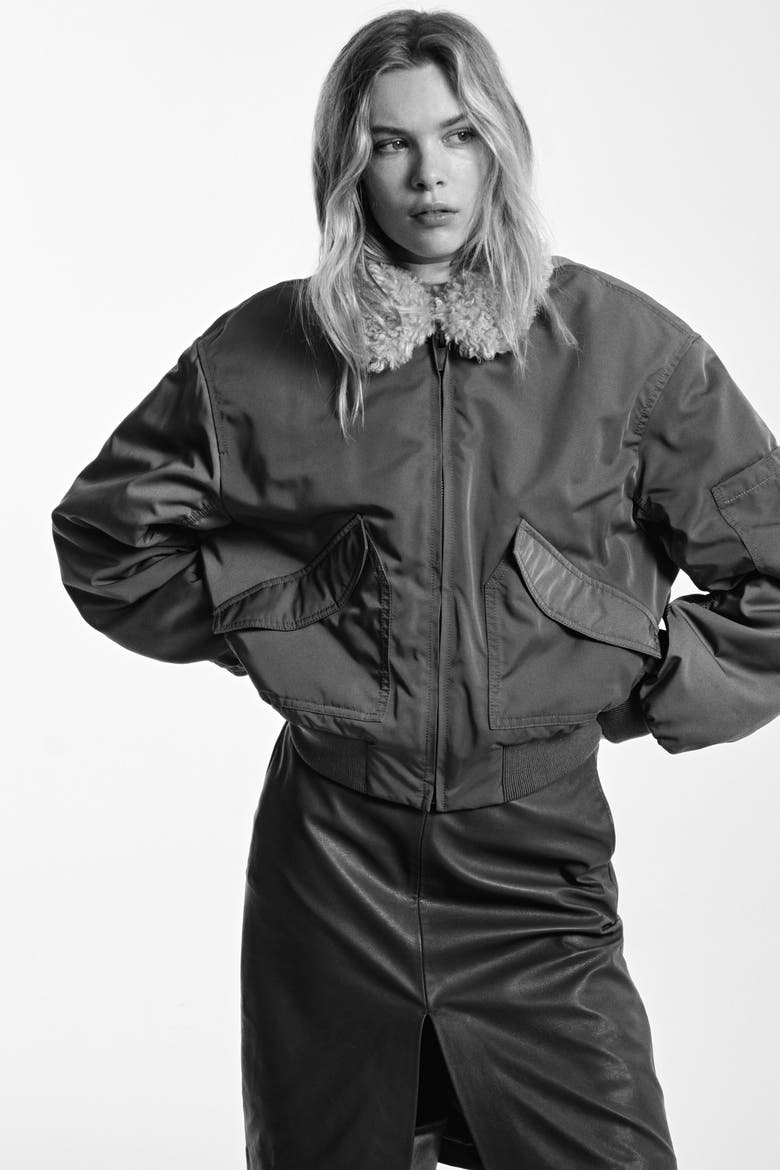 Collared Bomber Jacket, Main, color, Khaki green