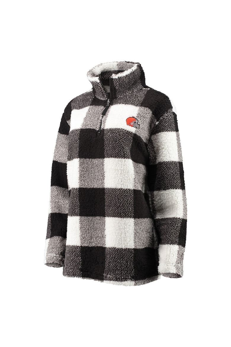 Women's G-III 4Her by Carl Banks Black Cleveland Browns Sherpa Plaid Quarter-Zip Jacket, Alternate, color, Black