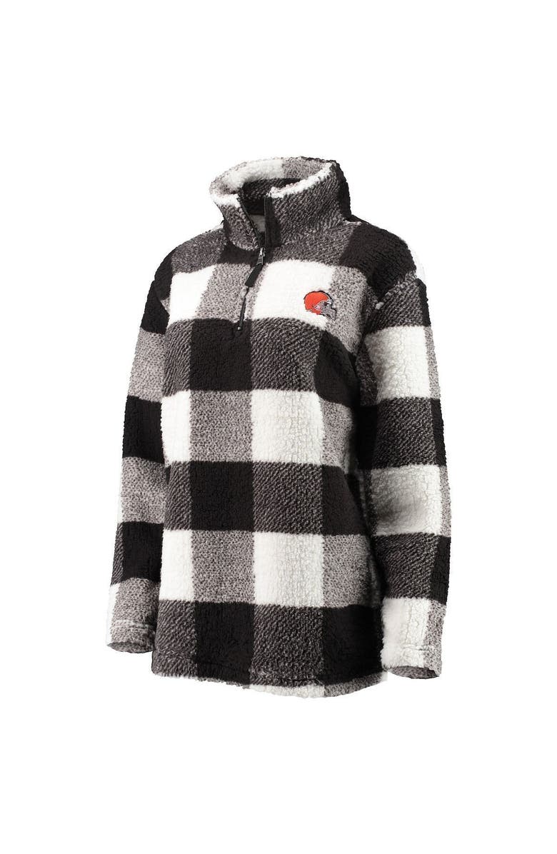 G-III 4HER BY CARL BANKS Women's G-III 4Her by Carl Banks Black Cleveland Browns Sherpa Plaid Quarter-Zip Jacket, Alternate, color, 