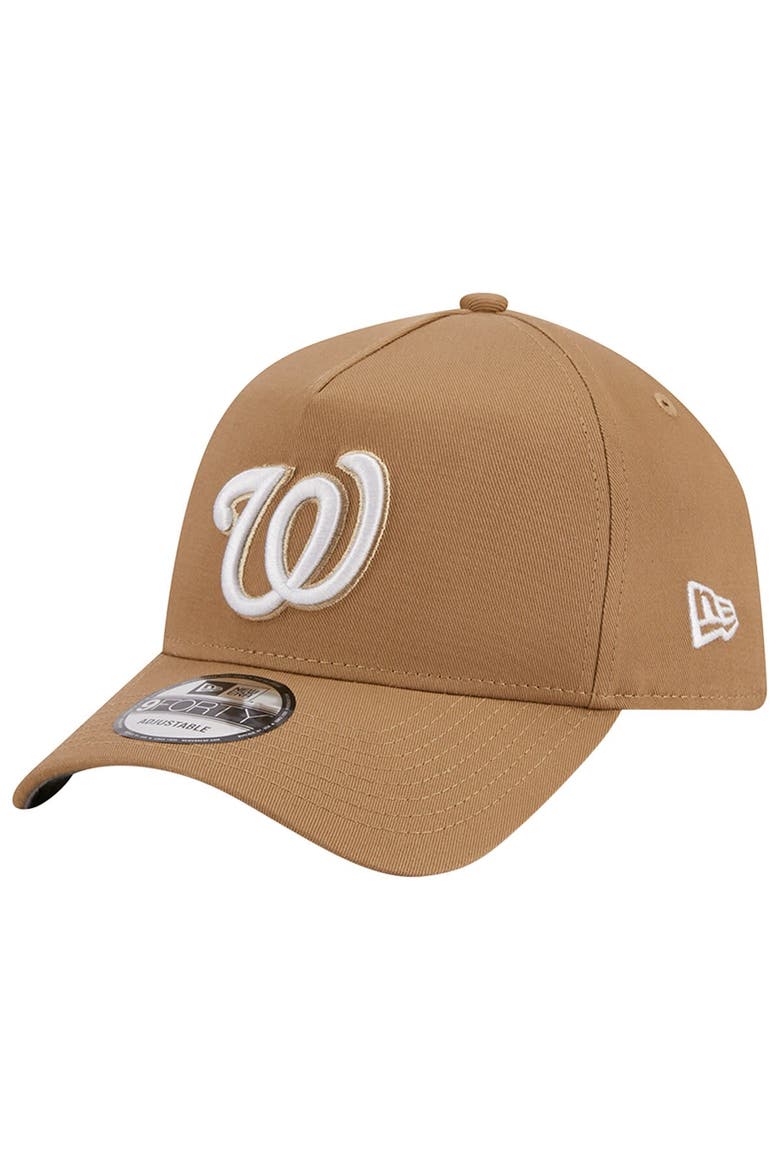 Men's New Era Khaki Washington Nationals A-Frame 9FORTY Adjustable Hat, Main, color, Khaki