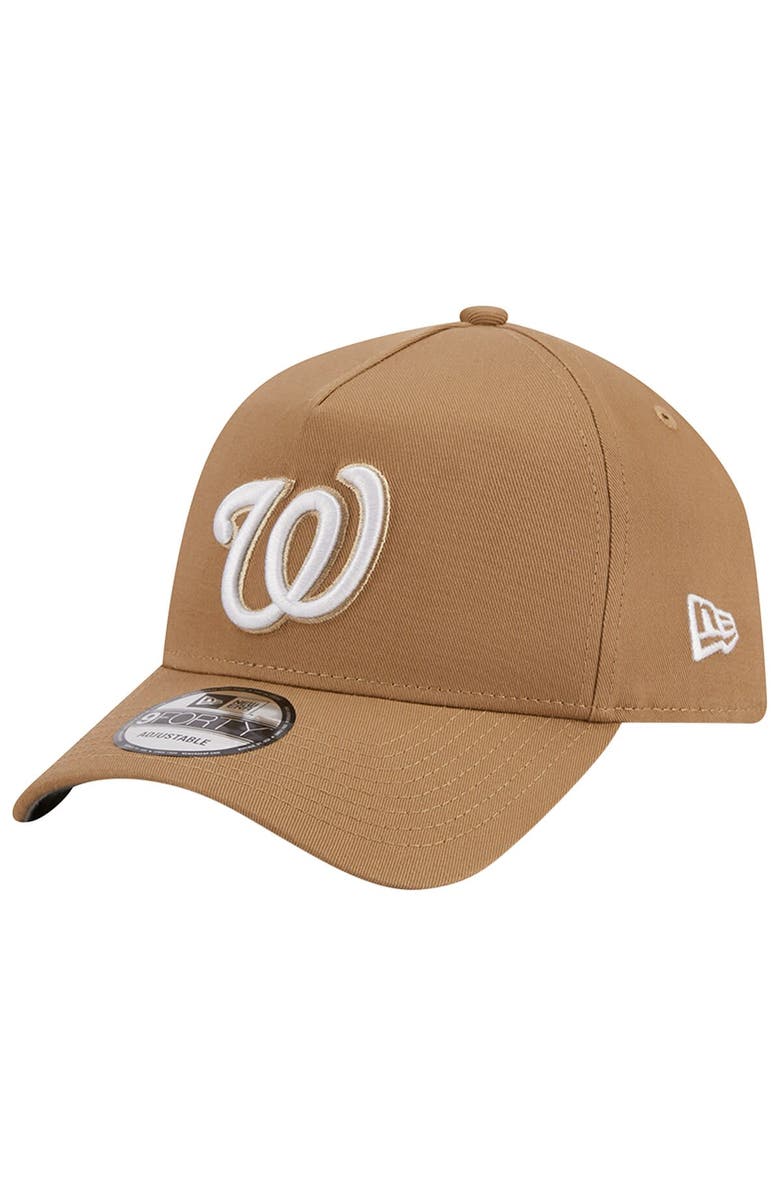 New Era Men's New Era Khaki Washington Nationals A-Frame 9FORTY Adjustable Hat, Main, color, 