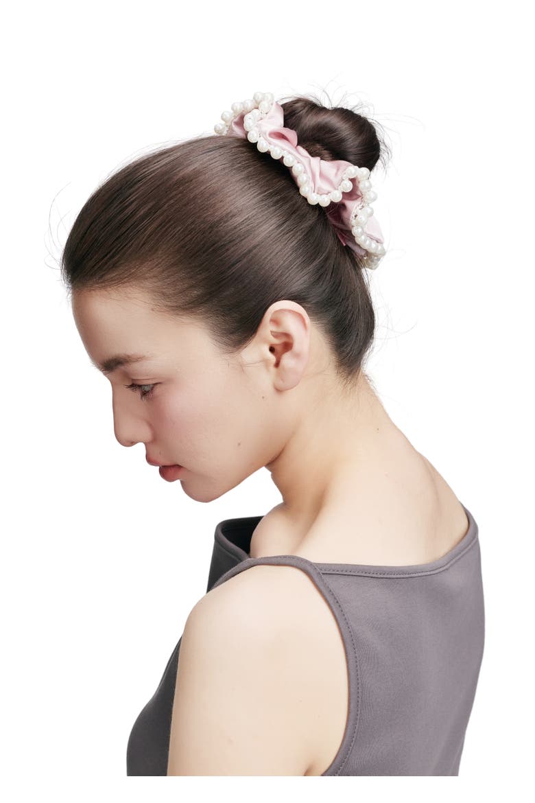 Pearl Glaze Silk Scrunchie, Alternate, color, Blush Pink