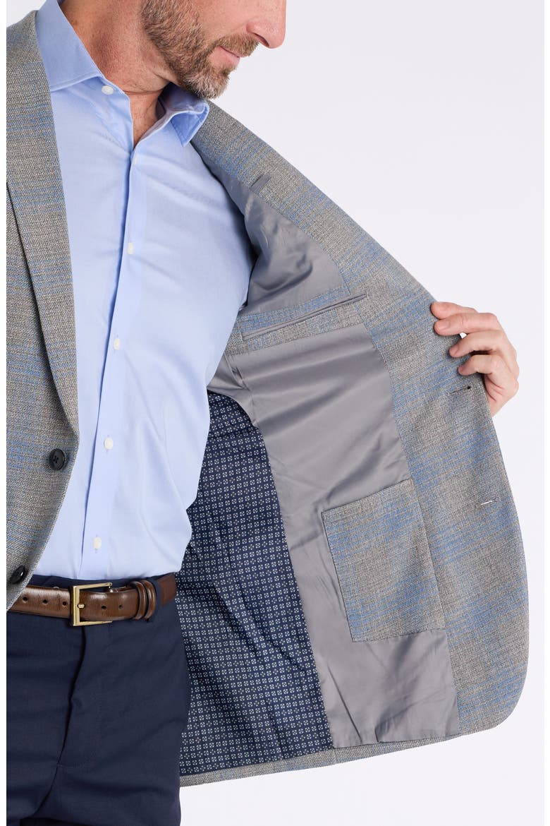 Light Grey & Blue Plaid Sport Coat, Alternate, color, GREY