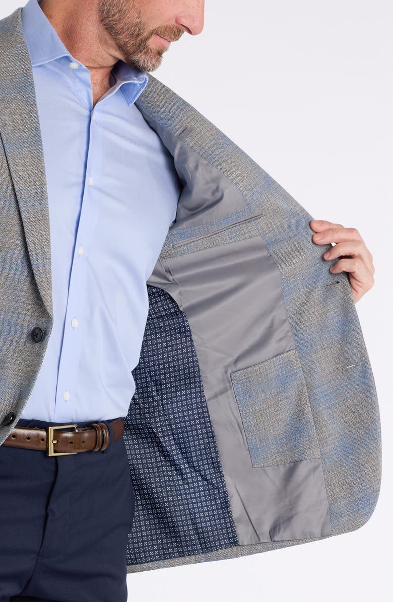 SAVILE ROW CO Light Grey & Blue Plaid Sport Coat, Alternate, color, Grey