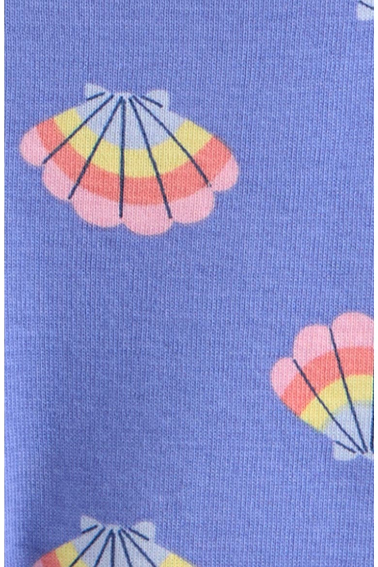 Puff Sleeve Cotton T-Shirt & Ruffle Shorts Set, Alternate, color, BLUE SHELL- BLUE SEASHELLS