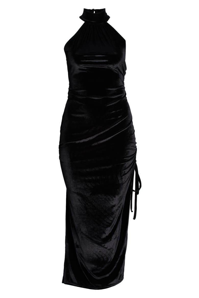 Disco Dreams Halter Dress, Alternate, color, BLACK