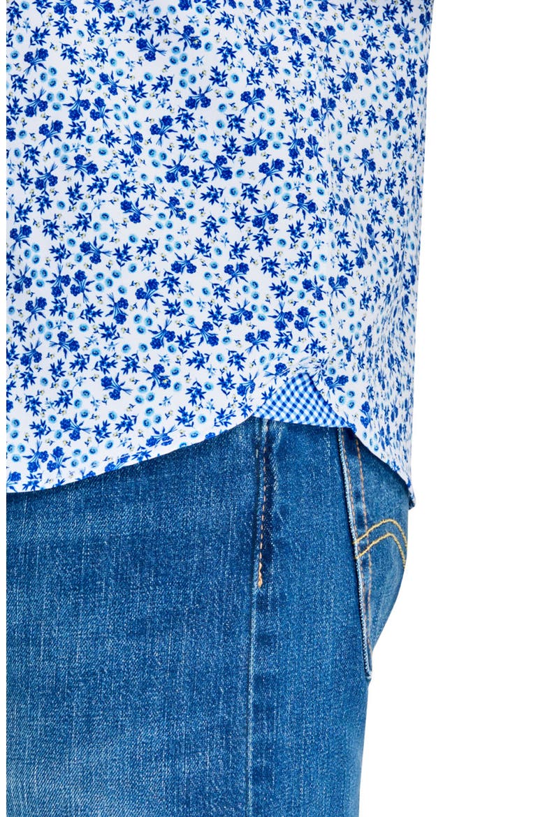 Slim Fit Blueberry Floral Recycled 4-Way Stretch Performance Short Sleeve Shirt, Alternate, color, WHITE/NAVY