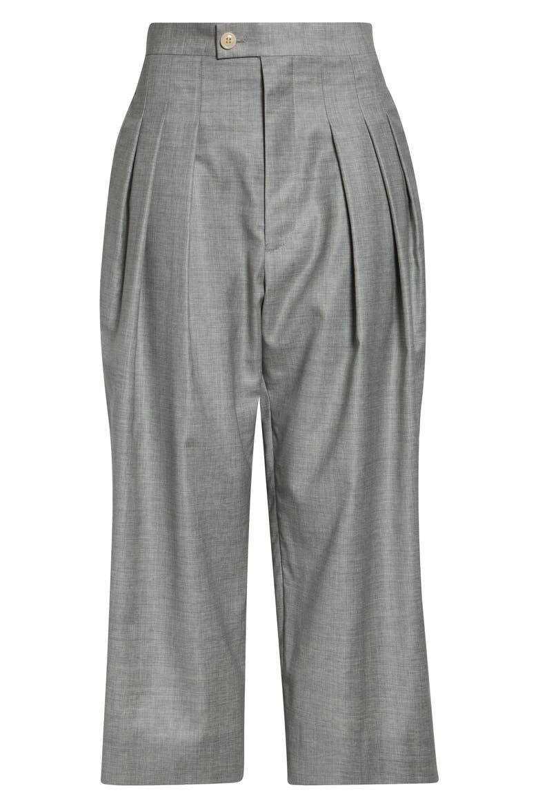 Yarn Dyed Tropical Wool Crop Wide Leg Pants, Alternate, color, TOP GRAY