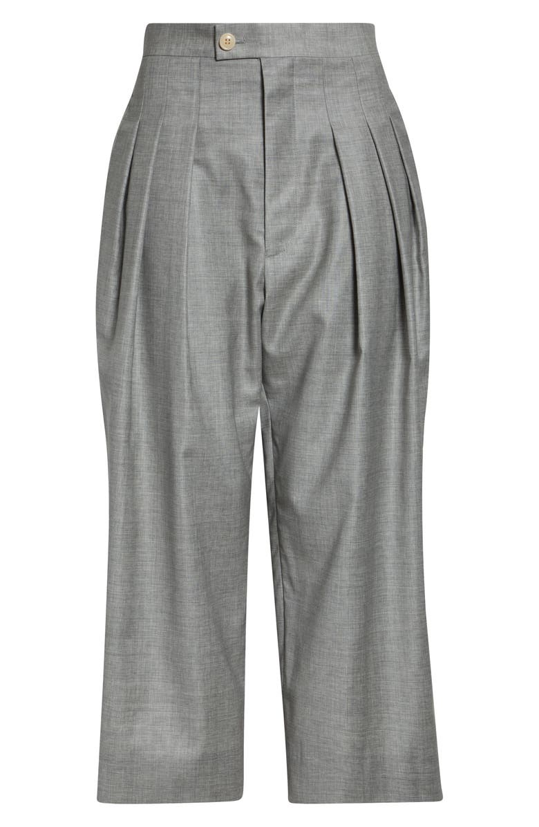 Tao Comme des Garçons Yarn Dyed Tropical Wool Crop Wide Leg Pants, Main, color, Top Gray