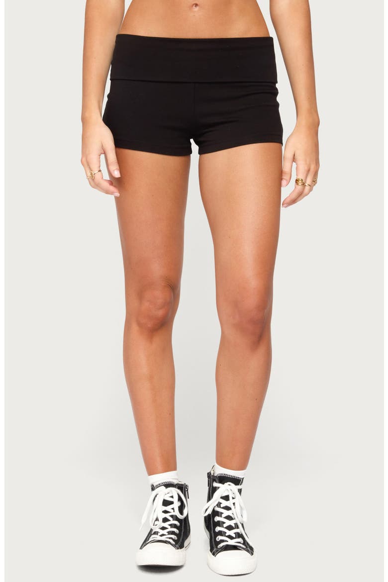 Marleaux Foldover Shorts, Main, color, BLACK