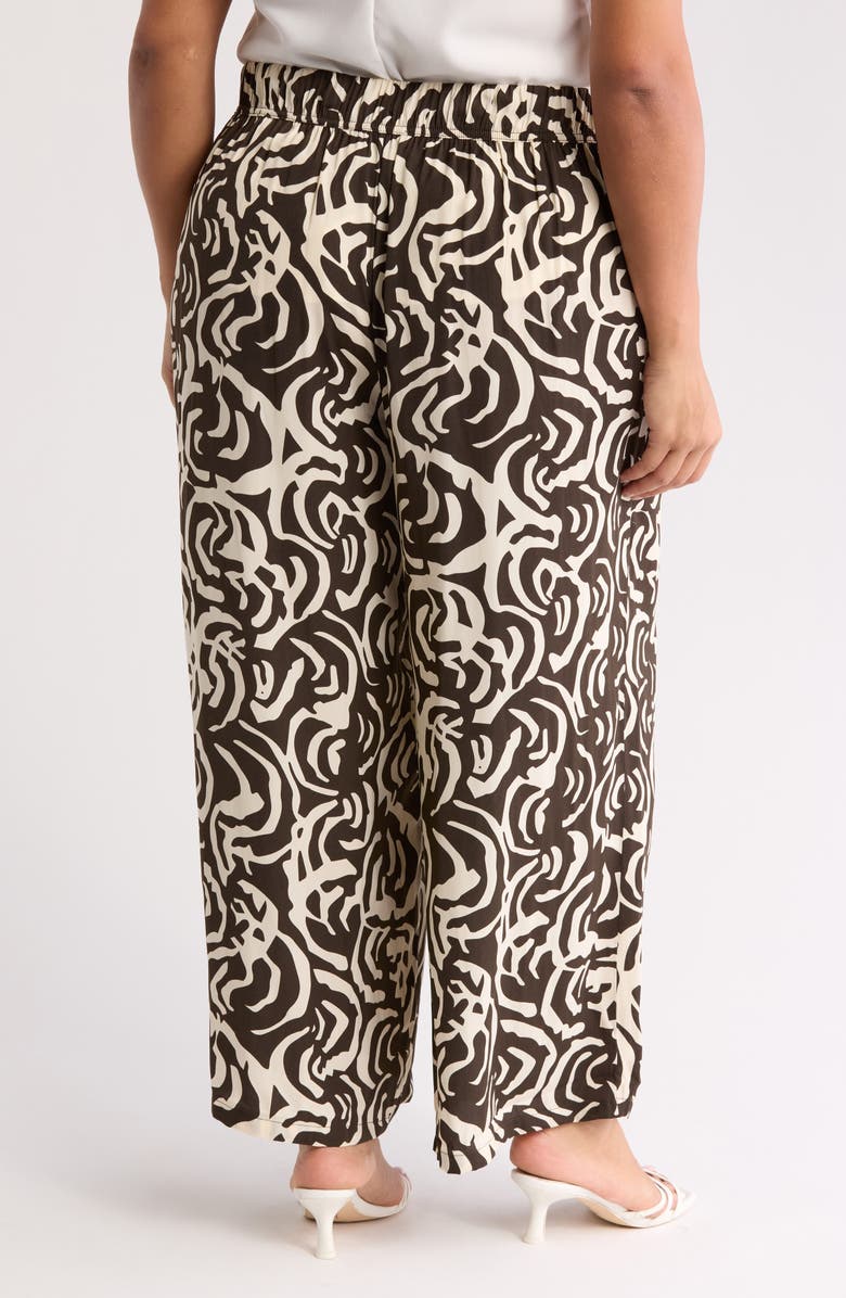 Adrianna Papell Print Wide Leg Drawstring Pants, Alternate, color, Choc Walnut/ Cream Large Swirl