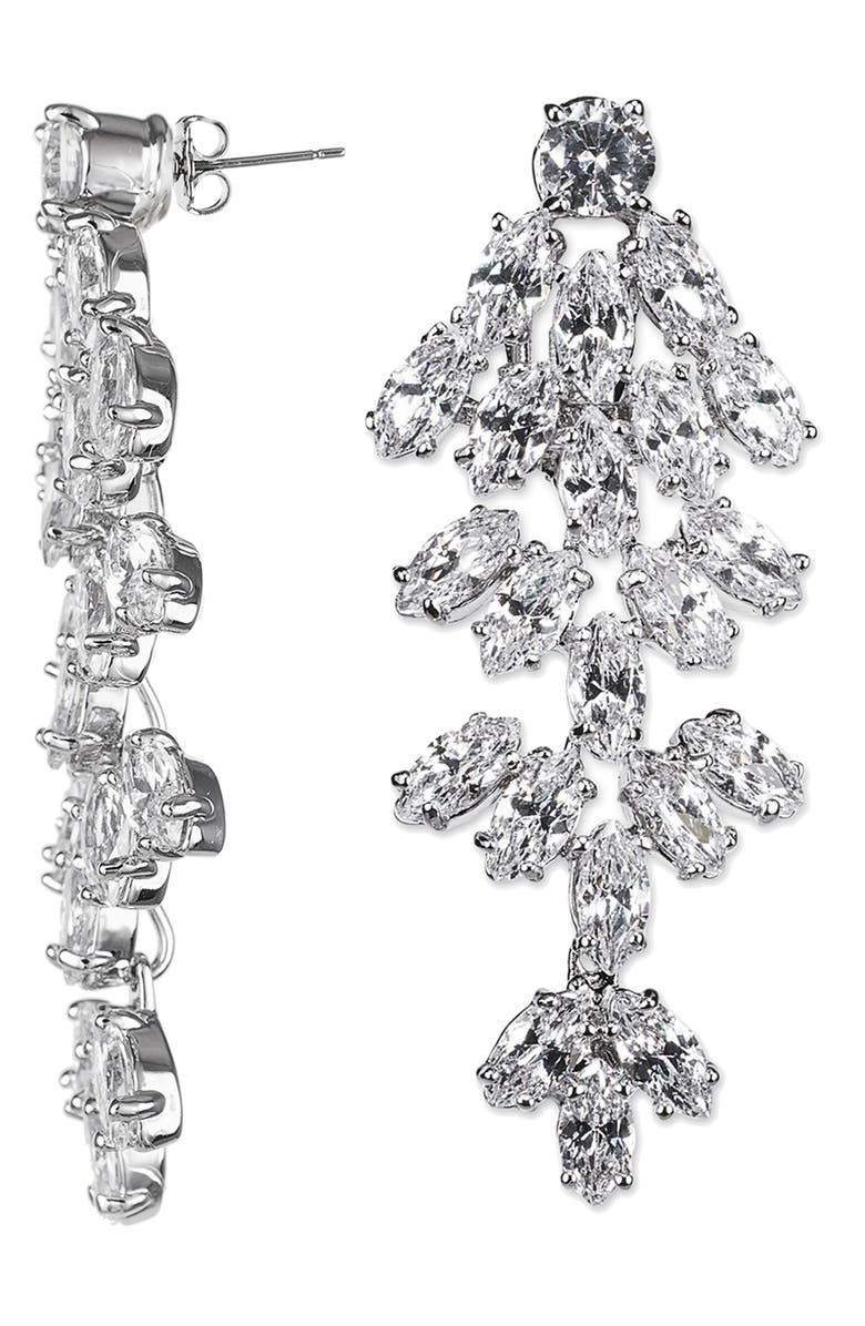 CZ by Kenneth Jay Lane Cubic Zirconia Chandelier Drop Earrings, Main, color, Clear/Silver