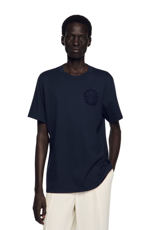 Cotton crochet flower T-shirt