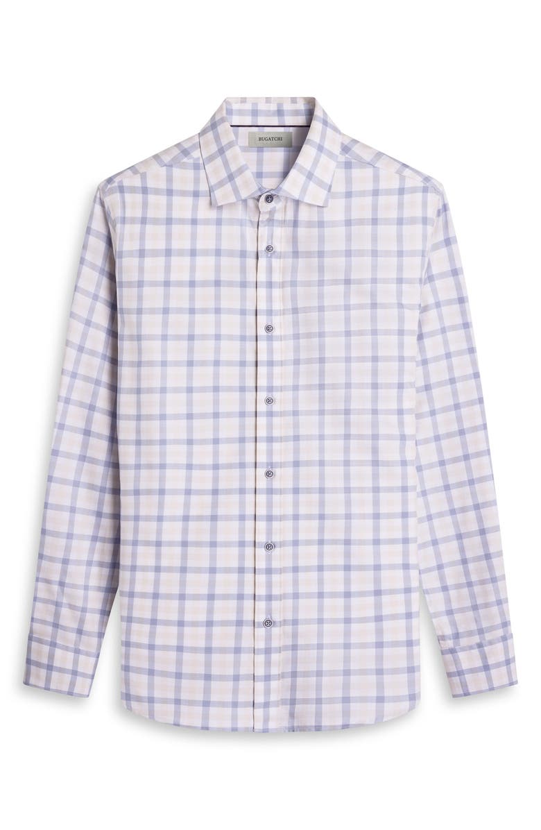 Bugatchi Axel Shaped Fit Plaid Button-Up Shirt, Alternate, color, Air Blue