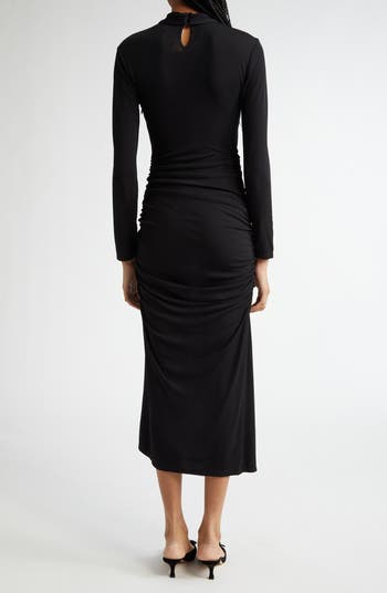 Carolina Herrera Twist Front Ruched Long Sleeve Jersey Dress  