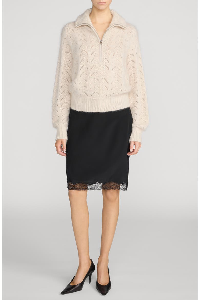 The Chandelier Silk Midi Skirt, Alternate, color, BLACK