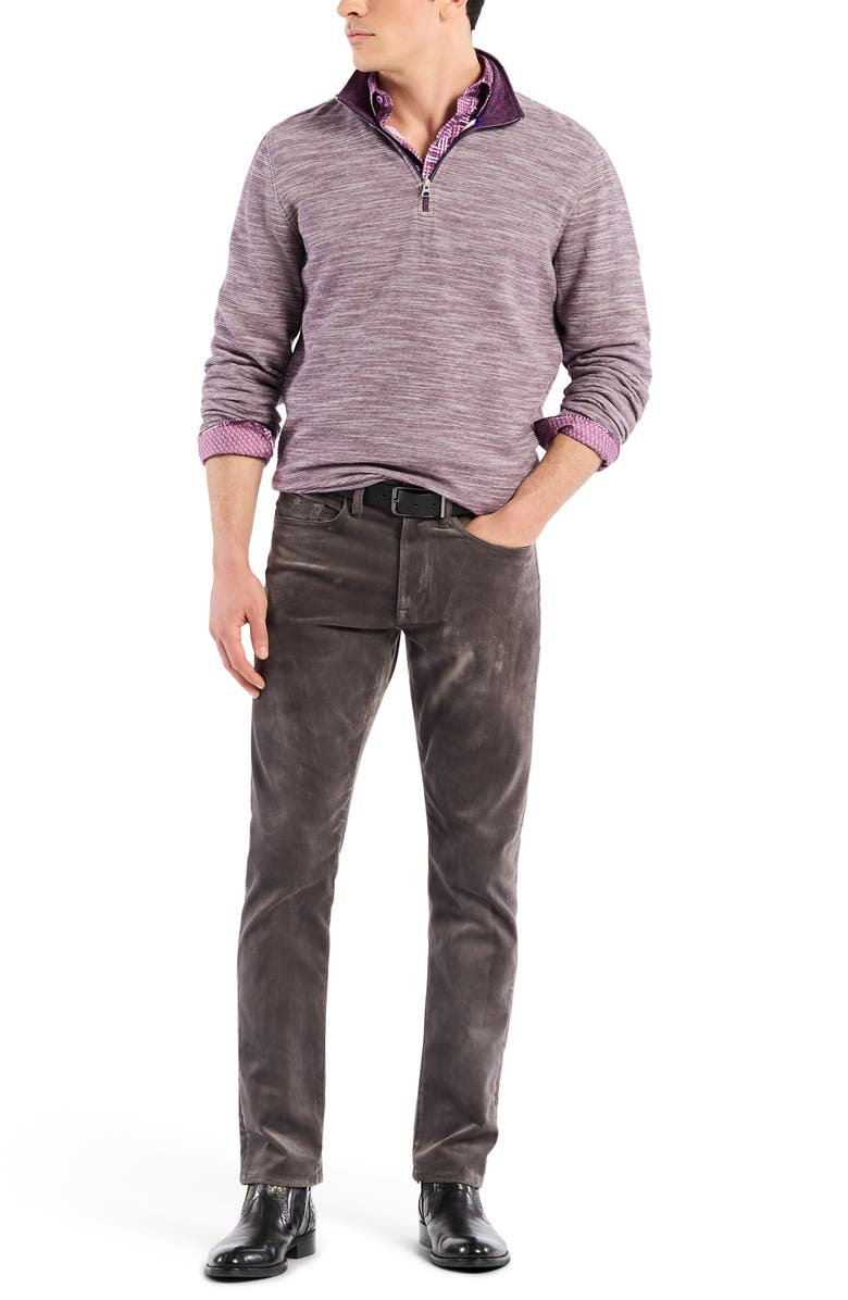 Robert Graham Ledson Space Dye Cotton Quarter Zip Top, Alternate, color, Berry