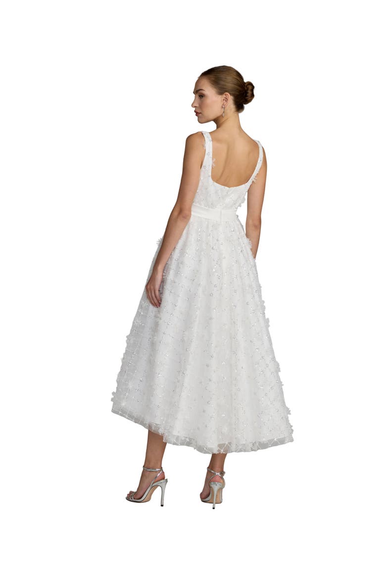 Embellished Tulle Midi Dress with Satin Bow, Alternate, color, Ivory
