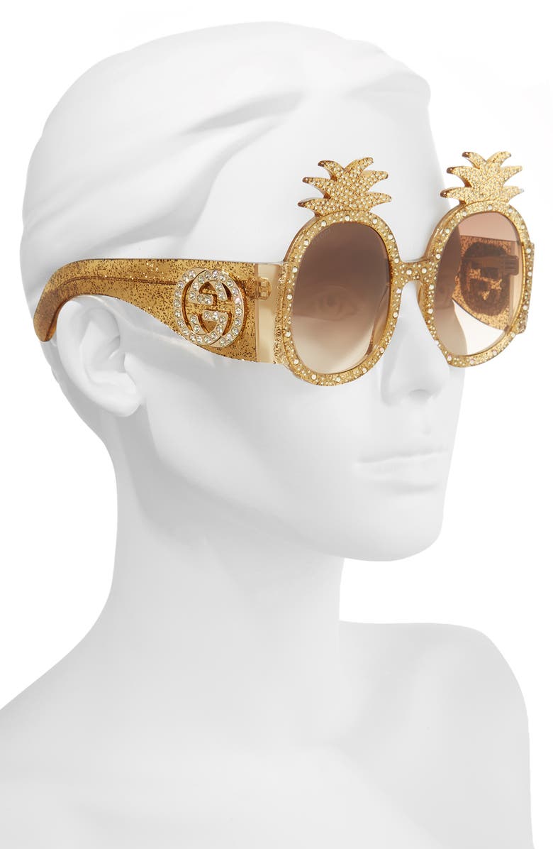 Gucci 53mm Pineapple Sunglasses, Alternate, color, 