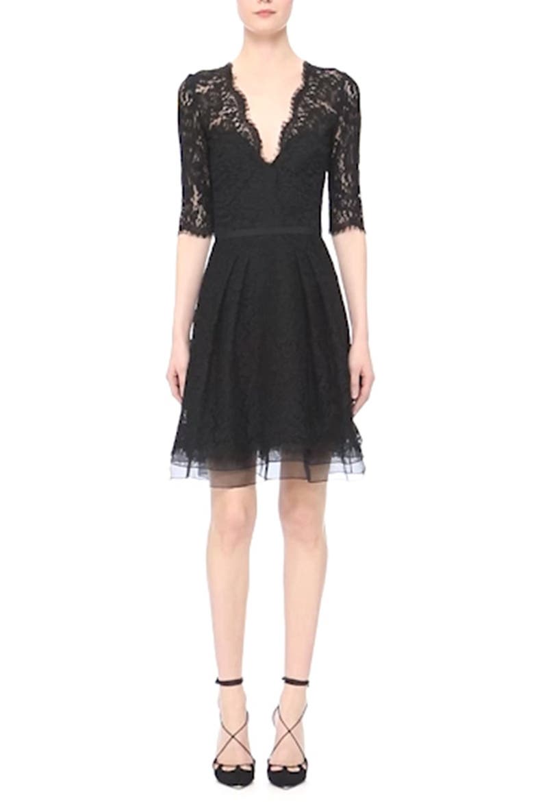 Lace A-Line Cocktail Dress, Alternate, color, BLACK