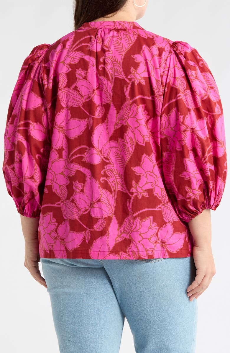 SUGARLIPS Craney Floral Print Top, Alternate, color, Burg-Pink