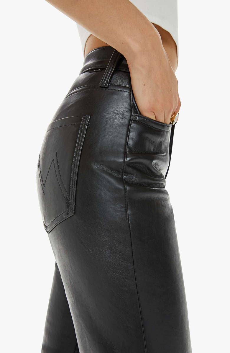 MOTHER The Smarty Pants Skimp High Waist Leather Pants, Alternate, color, Black - Blk