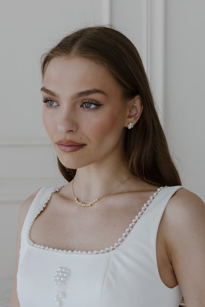Cleo Pearl and Crystal Necklace, Alternate, color, Metallic Silver