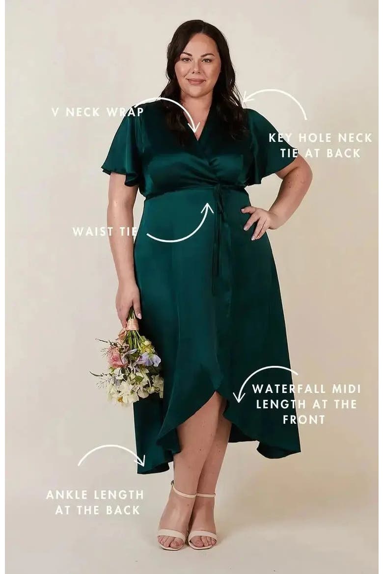 Florence Waterfall Hem Dress, Alternate, color, Forest Green