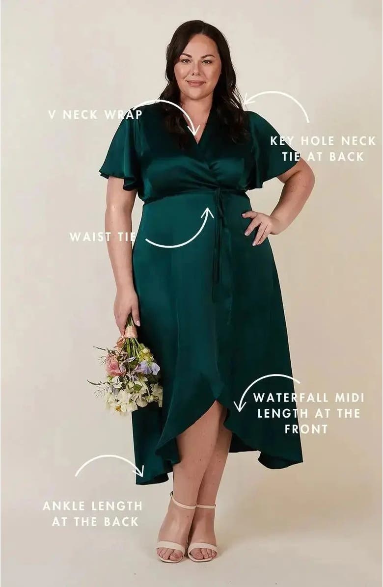 Rewritten Florence Waterfall Hem Dress, Alternate, color, Forest Green