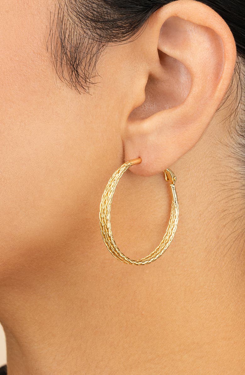 Sterling Forever Scarlett Interlaced Design Hoop Earrings, Alternate, color, Gold