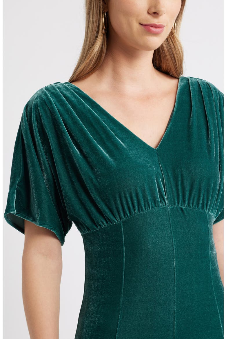 Velvet V-Neck Maxi Dress, Alternate, color, GREEN PONDEROSA