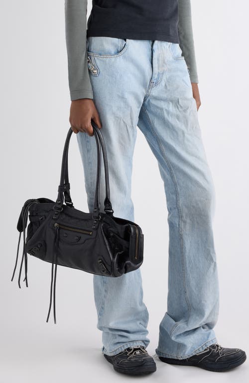 Balenciaga Le City East West Leather Shoulder Bag In Black