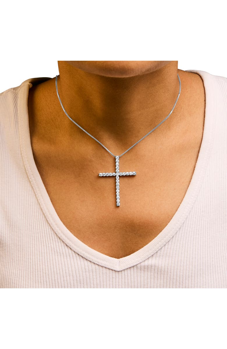 Haus of Brilliance 14K White Gold 2.0 Cttw Lab Grown Diamond Cross Inch Pendant Necklace, Alternate, color, White