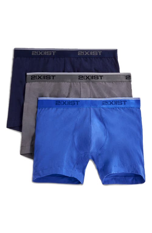 2(x)ist Assorted 3-pack No-show Stretch Boxer Briefs In Eclipse/lead/dazzling Blue