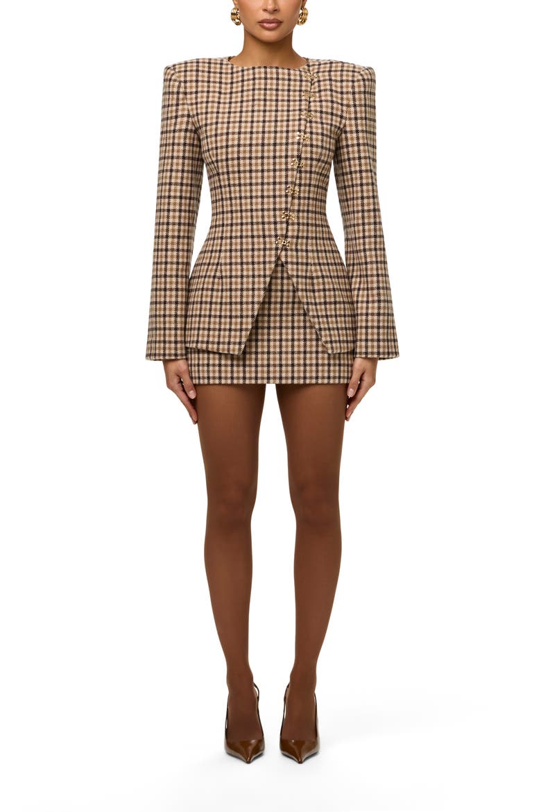 Micro Plaid Fitted Blazer, Alternate, color, SIENNA MICRO PLAID