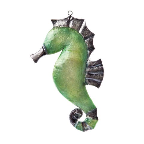 Silver Leaf Seahorse Christmas Xmas Ornament