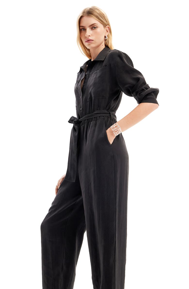 Desigual Carry Tie Waist Long Sleeve Boilersuit, Alternate, color, 