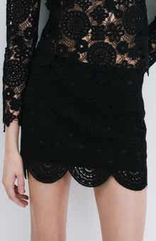 Cotton Blend Crochet Miniskirt