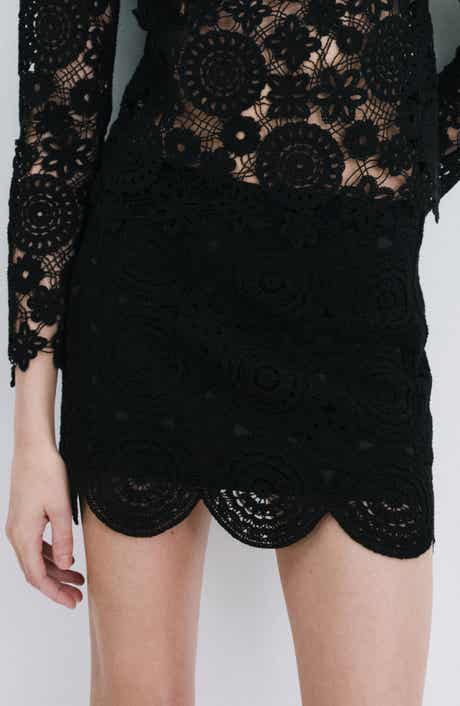 Cotton Blend Crochet Miniskirt