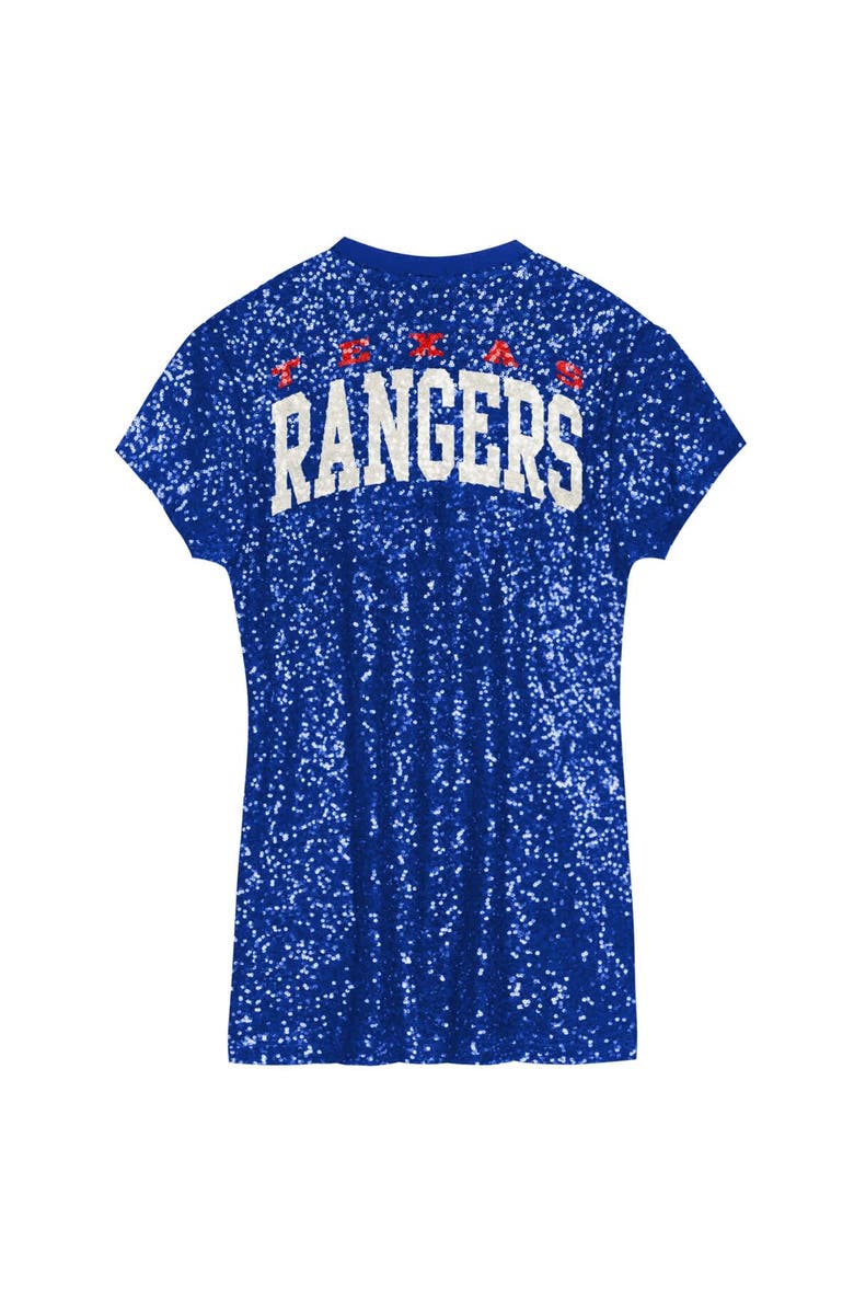 Outerstuff Girls Youth Royal Texas Rangers Sequin V-Neck Dress, Alternate, color, Royal