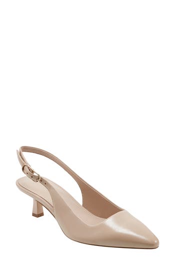 Marc Fisher Ltd Kory Pointed Toe Kitten Heel Pump In Light Natural