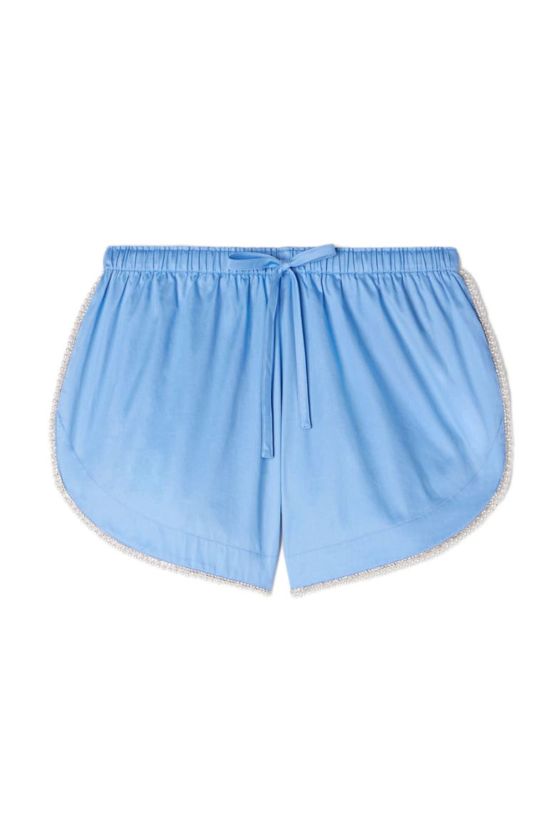 Cotton shorts with beaded trim, Alternate, color, Blue