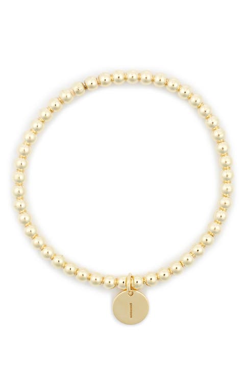 Initial Charm Ball Stretch Bracelet