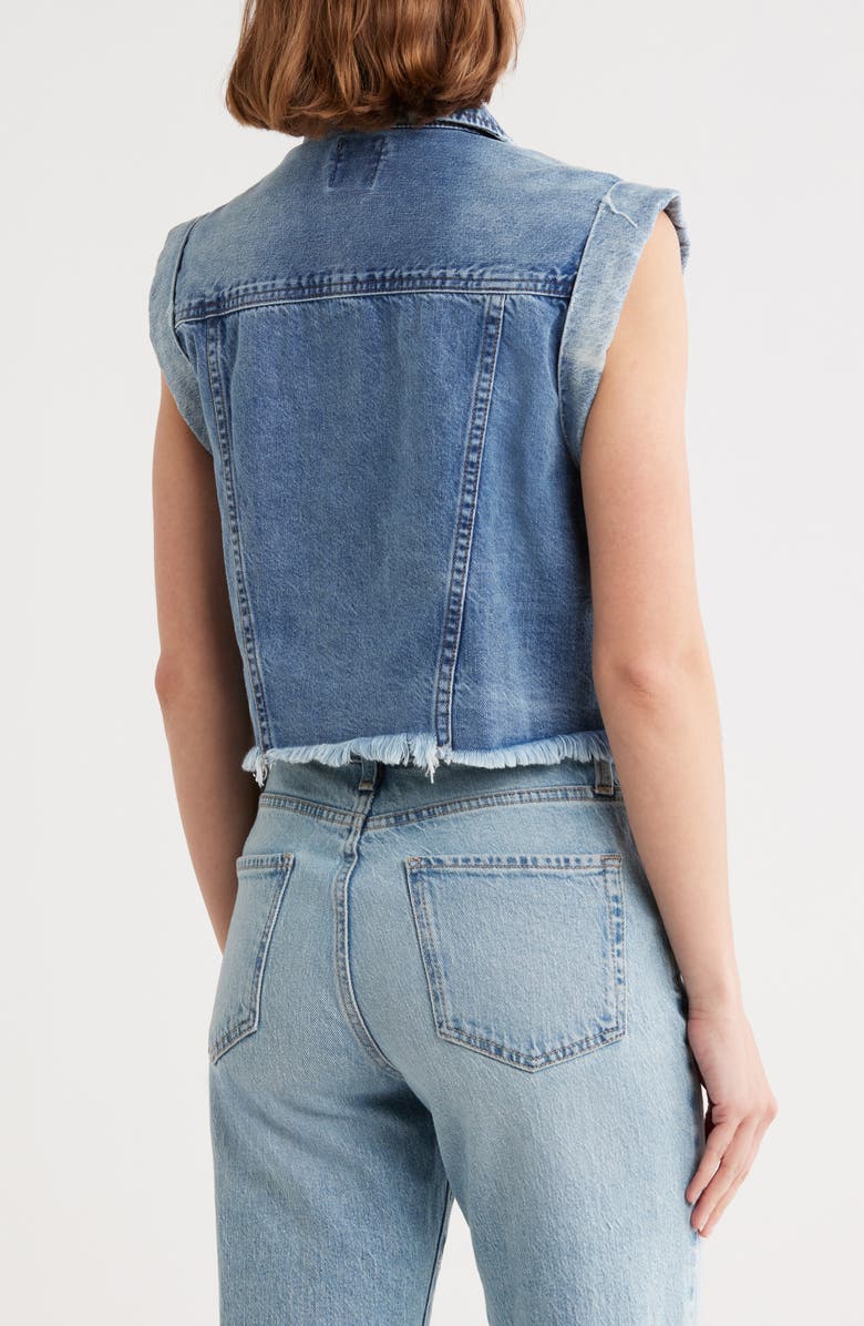 INDUSTRY REPUBLIC CLOTHING Cuffed Fray Hem Denim Vest, Alternate, color,