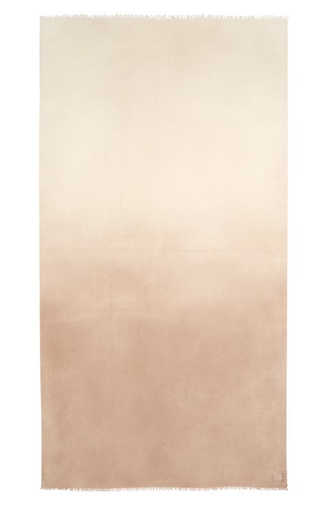 Dip Dye Sequin Wool Blend Fringe Scarf